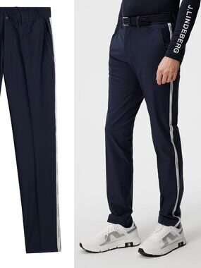 J.Lindeberg Men Stuart Stripe Golf Pants Navy- SS24 34x32 NEW in polybag